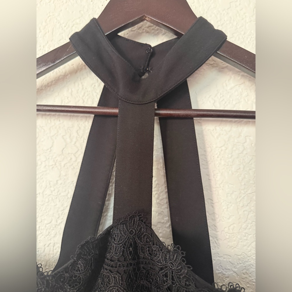Marciano Black Lace-Trim Halter Style Evening Dress - Picture 3 of 16